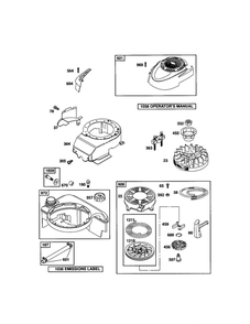 Rewind Starter/Blower Housing Diagram and Parts List for 124T02-0853-EA  Briggs and Stratton Engine
